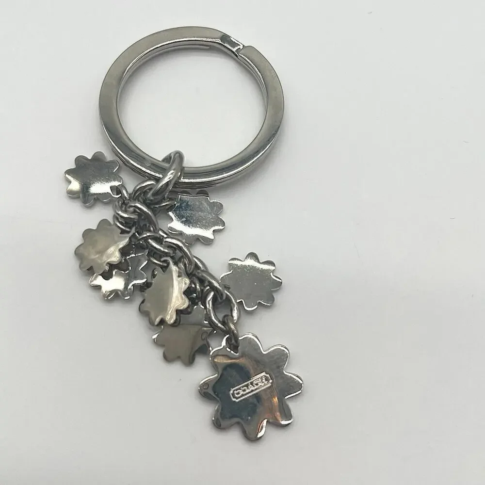 COACH Bag Charm Key Chain, NWOT, White Cascading Daisies, Floral